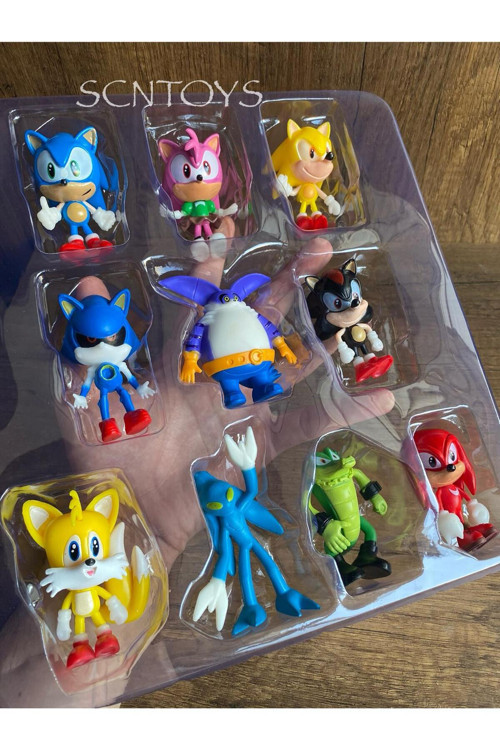 Sonic Figür 10'Lu Sonic Kirpi Hedgehog Sonıc Power Aksiyon Figürleri 10'Lu Set Kırılmaz Silikon