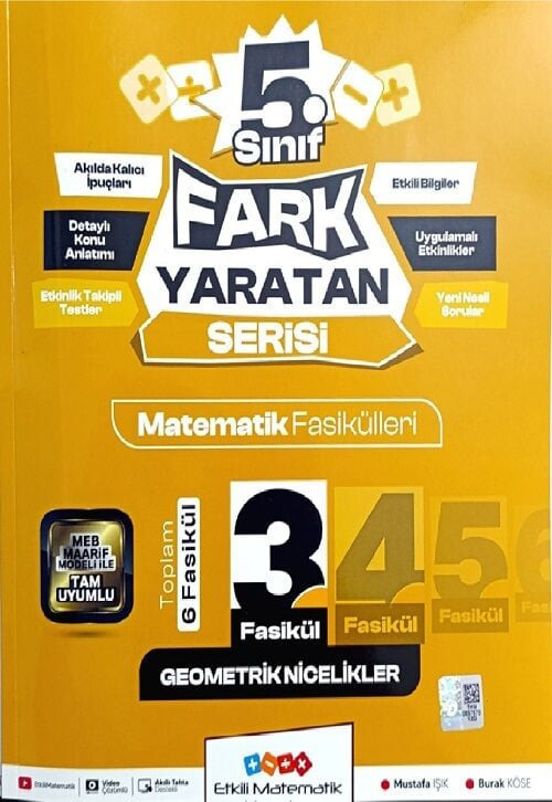 Etkili Matematik 5. Sınıf Matematik Fasikülleri-3 Geometrik Nicelikler Fark Yaratan Serisi Etkili Matematik Yayınları