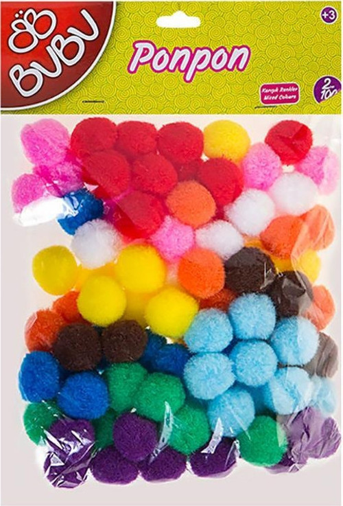 Renkli Ponpon 100 Adet 2cm 630546