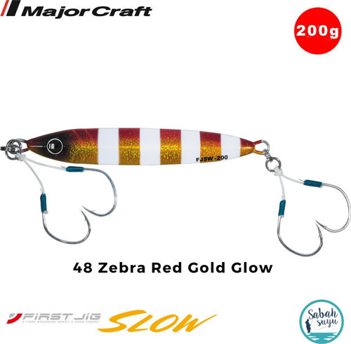 First Jig Slow FJSW-200gr#48 Zebra Red Gold Glow