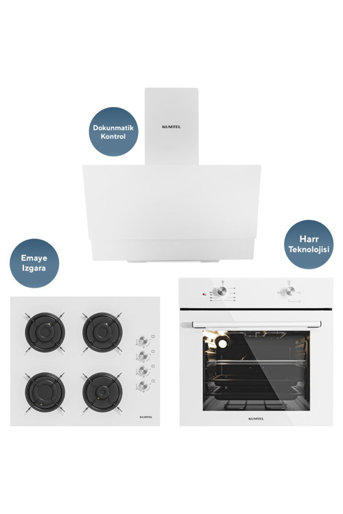 Home Basic Beyaz Cam Ankastre Set