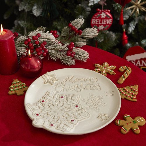 New Year Yılbaşı Merry Christmas Dekoratif Tabak 27,7 x 26,2 x 2,6 cm