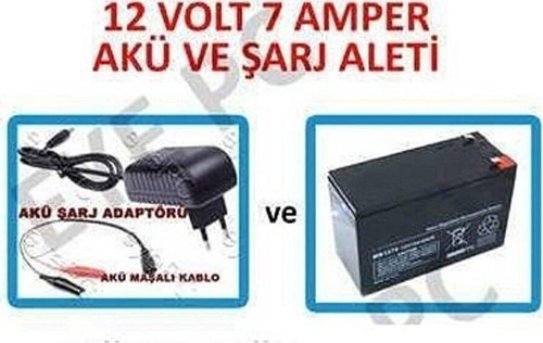 Pilsan Uyumlu 12 V 12 Volt 7 Amper Araba Aküsü Için Akü Ve Şarj Adaptörü