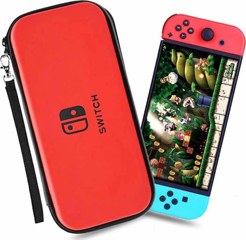 Nintendo Switch Hard Case Kılıf Switch Taşıma Çantası Oyun Bölmeli Darbe Emici Kapak Su Geçirmez RED