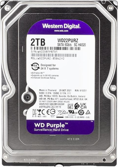 WESTERN DIGITAL PURPLE WD22PURZ/WD23PURZ 2 TB SATA 6GB/S 7/24 GÜVENLİK HARDDİSK