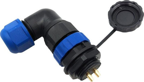 SD20 SU GEÇİRMEZ 2 PİN 20 MM YUVARLAK KONNEKTÖR (90 DERECE DİRSEK)