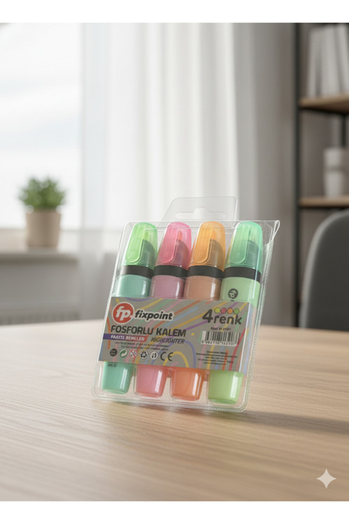 Fosforlu Kalem Pastel Renkler 4 Renk