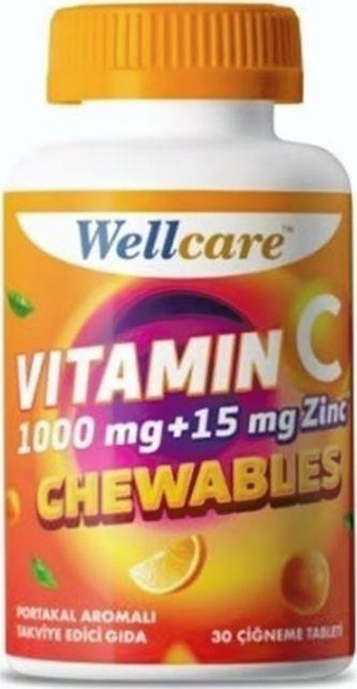 Vitamin C 1000 mg Çinko 15 mg 30 Çiğneme Tableti