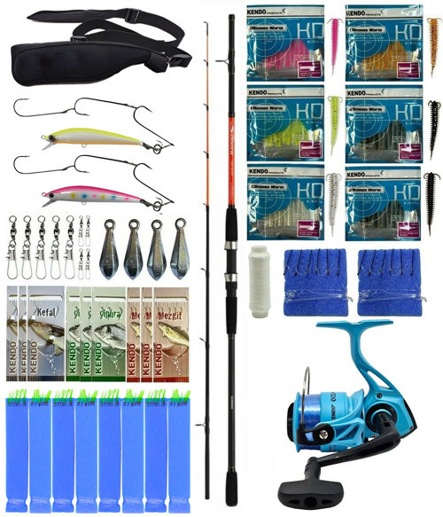 Hazır Tekne Oltası Seti Shimano Kamış Sonora Boat Quiver 1,50m 50-150g 2pc&Kendo Ocean Cast 7000 Olta Makine
