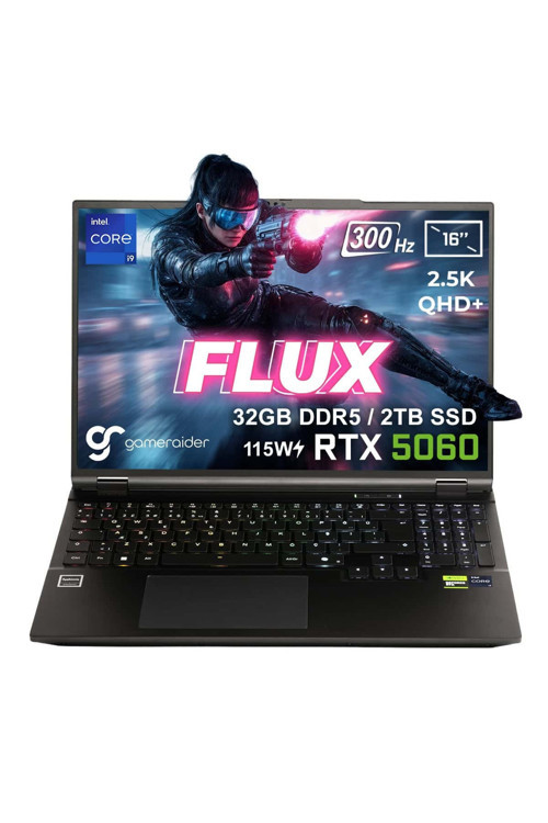 FLUX GR16 i9-14900HX 32GB DDR5 2TB SSD RTX 5060 8GB 115W 16 inç 2.5K QHD+ 300Hz FDos Gaming Laptop