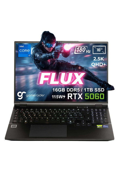 FLUX GR16 i7-14650HX 16GB DDR5 1TB SSD RTX 5060 8GB 115W 16 inç 2.5K QHD+ 180Hz FDos Gaming Laptop