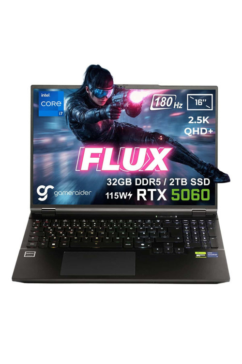 FLUX GR16 i7-14650HX 32GB DDR5 2TB SSD RTX 5060 8GB 115W 16 inç 2.5K QHD+ 180Hz FDos Gaming Laptop