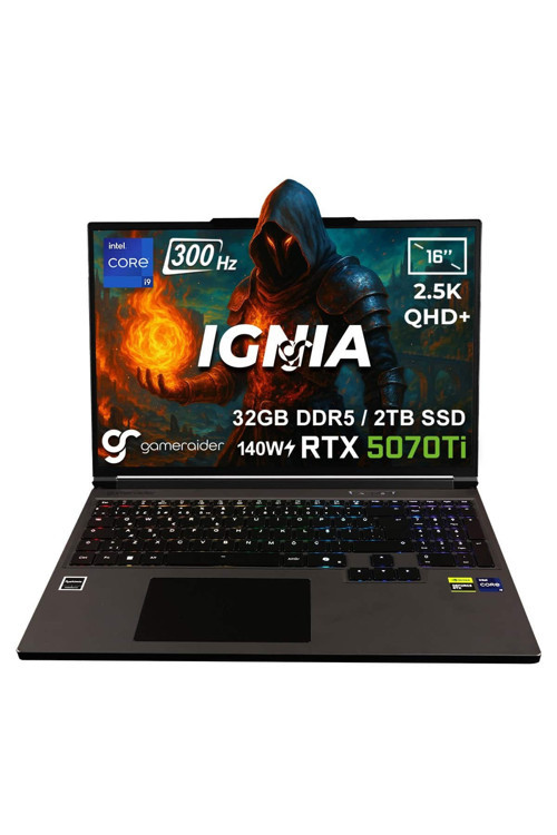 IGNIA GR16 i9-14900HX 32GB DDR5 2TB SSD RTX 5070Ti 12GB 140W 16inç 300Hz FDos Laptop