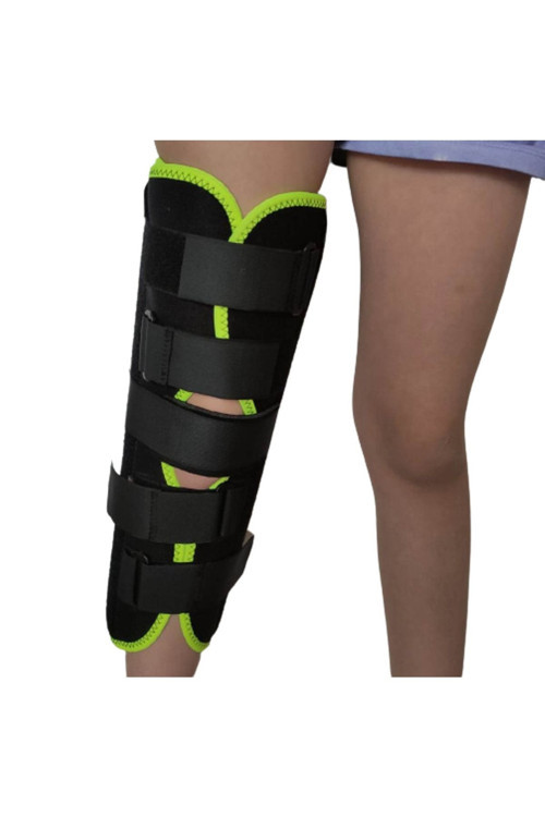 Çocuk diz immobilizer 20 cm, pediatrik diz bacak sabitleyici, balenli dizlik (metal çubuklu)
