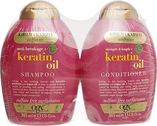 Keratin Oil Sülfatsız Şampuan 385 Ml Sülfatsız Bakım Kremi 385 Ml 2'Li Set