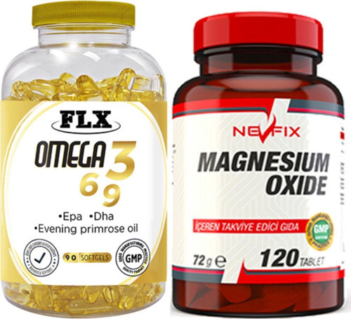 Omega 3-6-9 Balık Yağı 90 Softgel & Nevfix Magnesium Oxide 120 Tablet