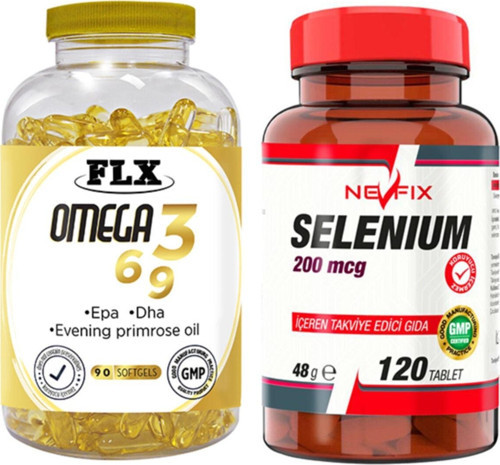 Omega 3-6-9 Balık Yağı 90 Softgel & Nevfix Selenyum 200 Mcg 120 Tablet