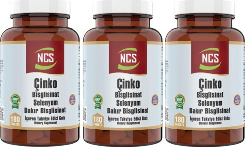 Çinko Bisglisinat & Bakır Selenium Zinc 3 X 180 Tablet