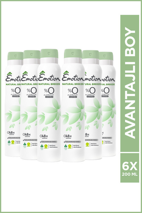 Natural Breeze Kadın Vegan Deodorant 6x200 ml Hızlı Kurur, Leke Bırakmaz