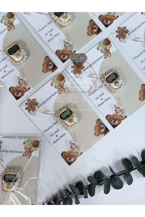 20076530 Layla Events Hediyelik Bebek Mevlid,Hac,Umre, Taşlı Zikirmatik 10 Lu Paket