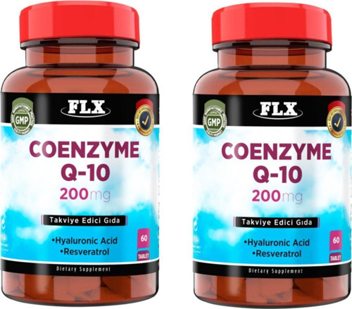 Koenzim Coenzyme Q-10 200 Mg Hyaluronik Asit Resveratrol 60 Tablet X 2 Kutu