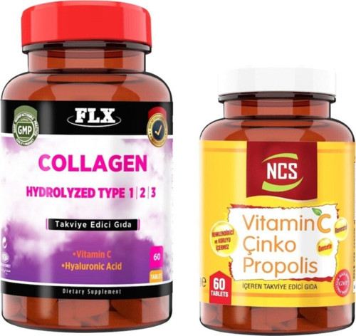 Kollajen Tip 1-2-3 60 Tablet + Vitamin C Çinko Propolis 60 Tablet
