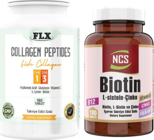 Balık Kollajeni Tip 1-3 Collagen 180 Tablet Ve Biotin 180 Tablet