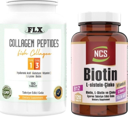 Balık Kollajeni Tip 1-3 Collagen 180 Tablet+Biotin 120 Tablet