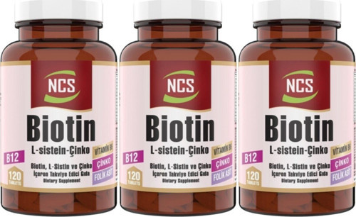 Biotin 3 Kutu 360 Tablet L Sistein Çinko Folik Asit Vitamin B12