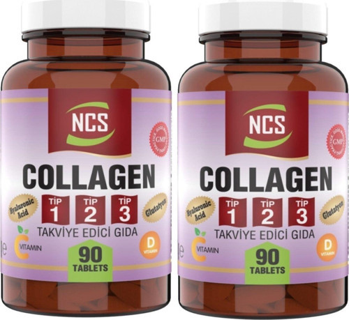 Collagen (Kolajen) (Tip) 1-2-3 Hyaluronic Acid 2 X 90 Tablet Glutatyon C & E & D Vitamini
