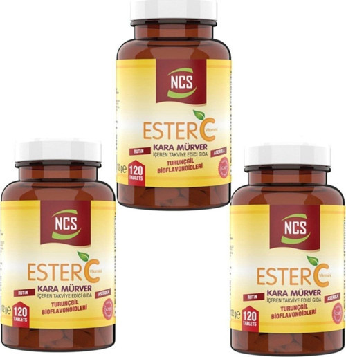 Ester C Vitamini 1000 Mg 3 Kutu 360 Tablet Kara Mürver Turunçgil Bioflavonidleri Made İn Türkiye