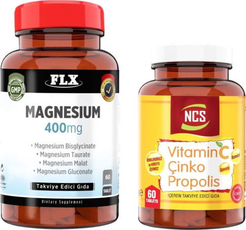 Flx Magnesium Elemental Complex 400 Mg 60 Tablet + Vitamin C Çinko Propolis 60 Tablet