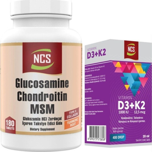 Glucosamine Chondroitin Msm Collagen Turmenic Root 180 Tablet Vitamin D3 K2 20 Ml