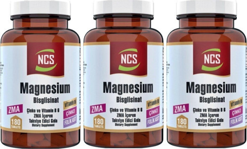 Zma 180 Tablet Çinko Folic Acid Vitamin B 6 Magnezyum Bisglisinat 3 Adet
