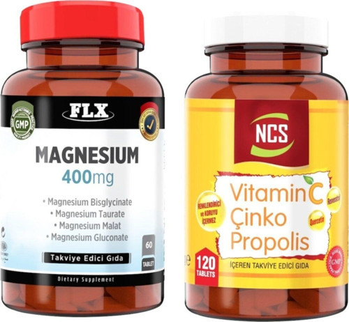 Magnezyum Elementleri 60 Tablet + Vitamin C Çinko Propolis 120 Ta