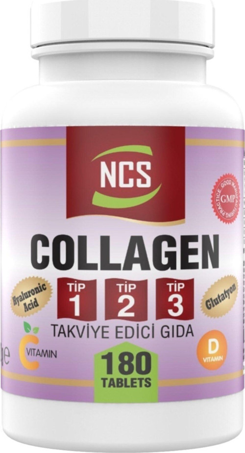 Multi Collagen 1000 Mg Kolajen Tip 1 2 3 Glutatyon 180 Tablet Vitamin C-D-E Hyaluronic Acid