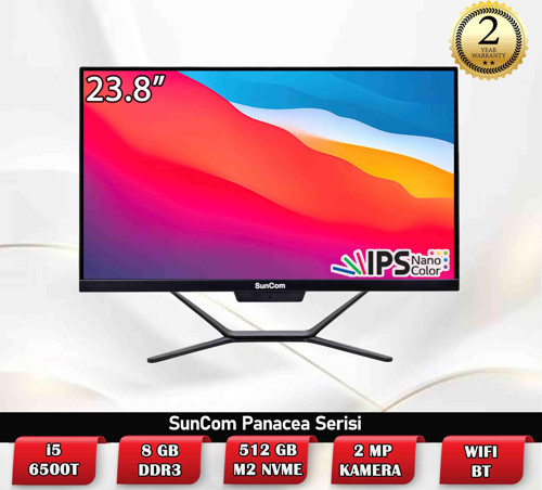 Panacea SCA-565085M23 i5-6500T 8GB 512GB M2 SSD O/B 23.8" IPS Siyah DOS All in One PC