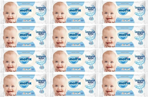 Islak Havlu Mendil İzotonik Hassas Ciltler 12 Li Set 60 Yaprak Plastik Kapaklı