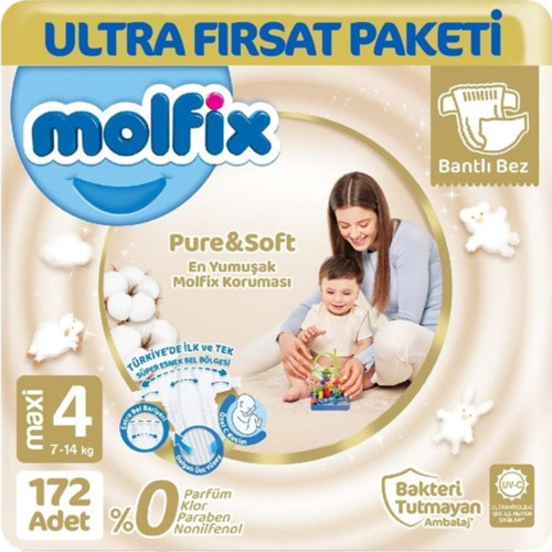 Pure & Soft Bebek Bezi Maxi 4 No 86 Lı X 2 Adet