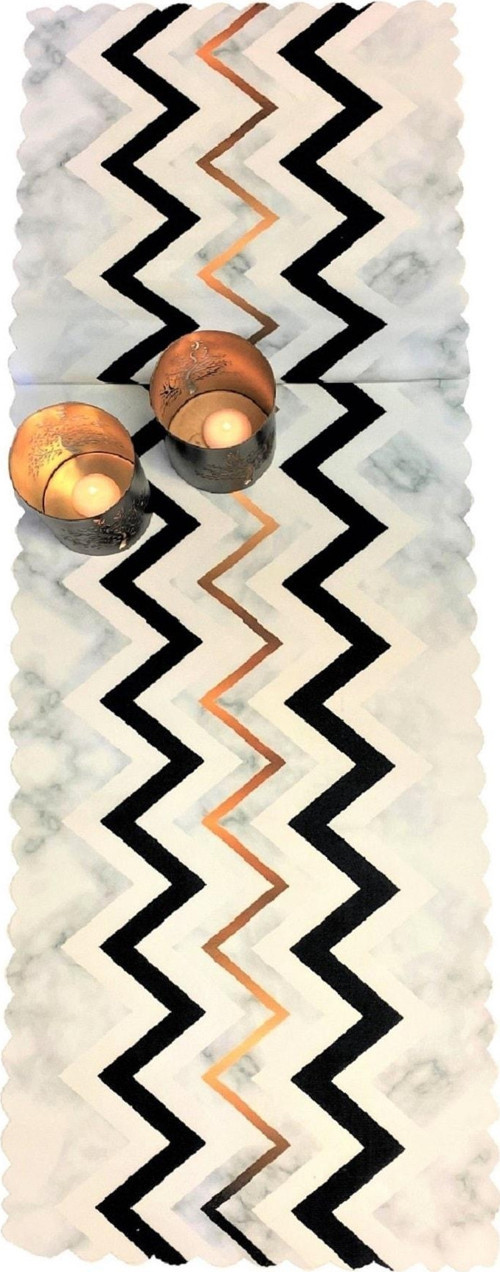 Runner-Zigzag Altın Siyah Beyaz
