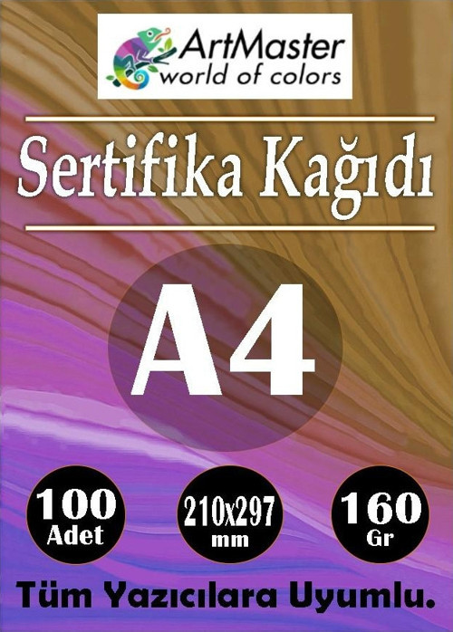 A4 Sertifika Kağıdı 100 Adet Gramajlı Fotokopi Kağıdı 160 gr Tüm Yazıcılara Uyumlu 21x29.7 cm Kalın Baskı Kağıdı Kalın