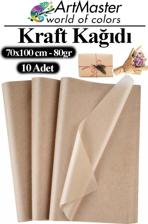 Kraft Kağıdı 70x100 cm 10 Adet 80 Gr Hediye Paketleme Kagıdı Çeyiz Kaplama Kağıt Saman Kağıt Çizim Kağıdı