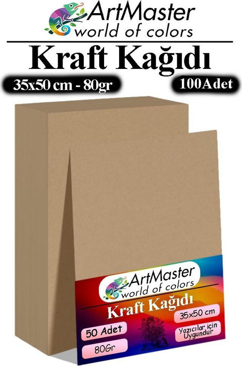 Kraft Kağıdı 50x70 cm 100 Adet 80 Gr Hediye Paketleme Kagıdı Çeyiz Kaplama Kağıt Saman Kağıt Çizim Kağıdı