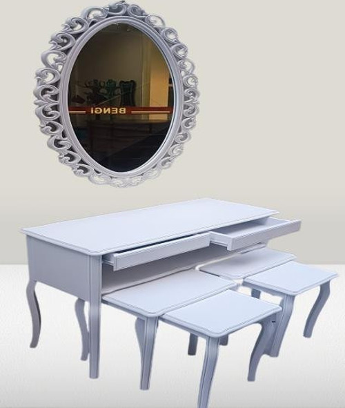 Dresuar ILGZ 90219 Çift Zigon Tk Kayın Aslan Ayak Güneş Ayna Beyaz MODEL El Yapım