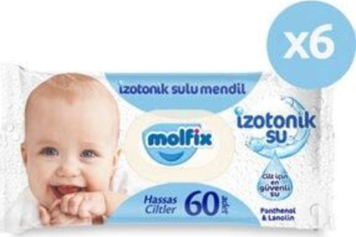 Izotonik Sulu Islak Mendil Hassas Ciltler 60'lı 6*60 360 Yaprak