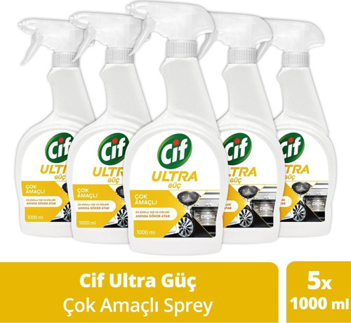 Ultra Güç Çok Amaçlı Sprey Yağ ve Kir Sökücü 1000 ML x 5 Adet