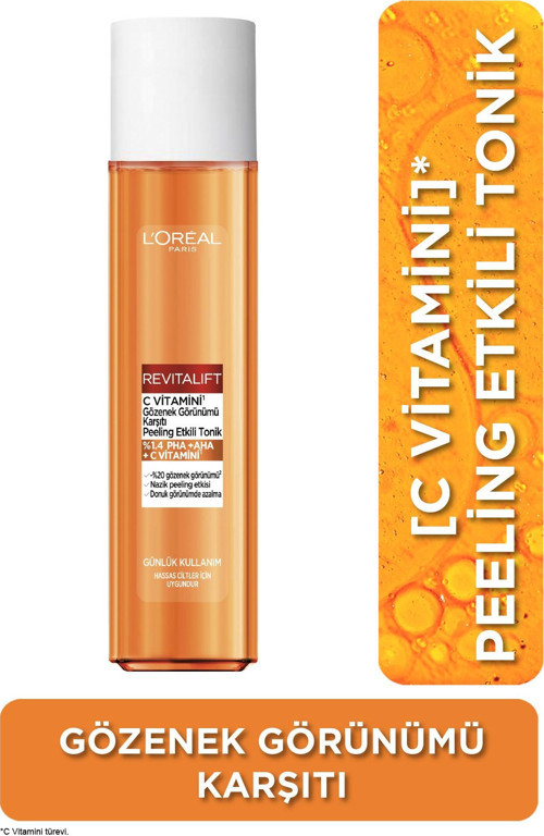 L'Oreal Paris Revitalift C Vitamini Gözenek Görünümü Karşıtı Peeling Etkili Tonik 180ML