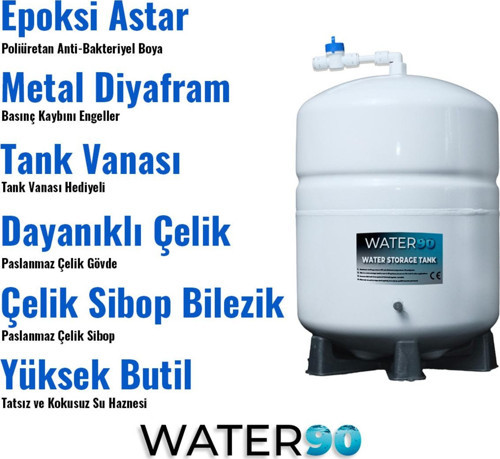 8 Litre (2,8 Galon) Anti-Bakteriyel Metal Su Arıtma Tankı