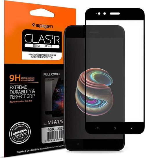 Mi A1 / Mi 5X ile Uyumlu Cam Ekran Koruyucu Full Cover Glass Black