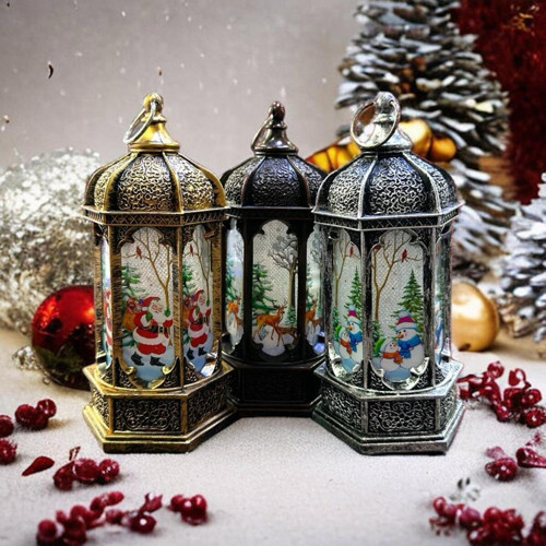 3 Adet Vıp Kalite Noel Baba Geyik Kardan Adam Yılbaşı Feneri Dekor Lamba Gün Işığı Pilli Led Işık